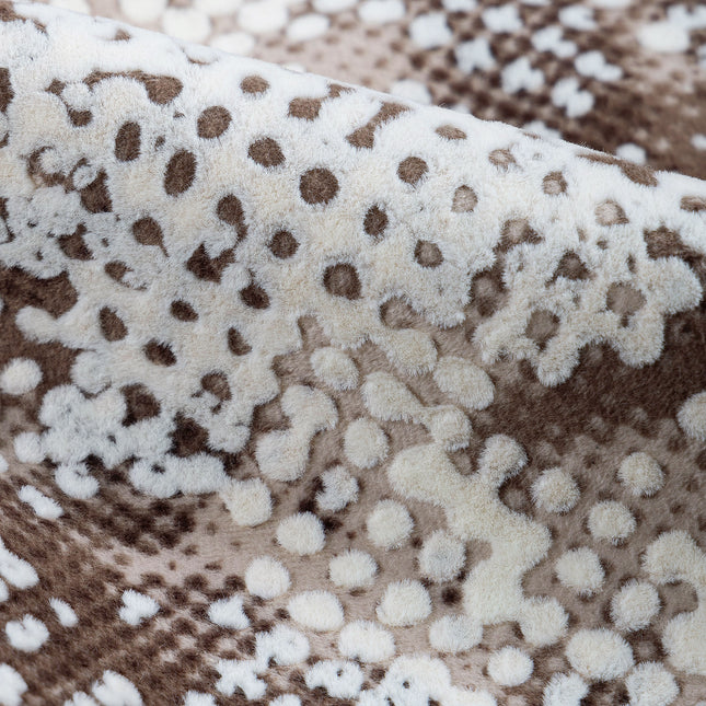 Dark Brown and Ivory Colour Textured Velvet Flock Easy Clean Sofa, Chair and Curtain Fabric