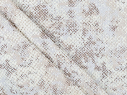 Light Beige and Ivory Colour Textured Velvet Flock Easy Clean Sofa, Chair and Curtain Fabric