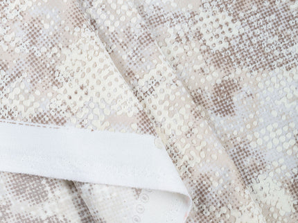 Light Beige and Ivory Colour Textured Velvet Flock Easy Clean Sofa, Chair and Curtain Fabric