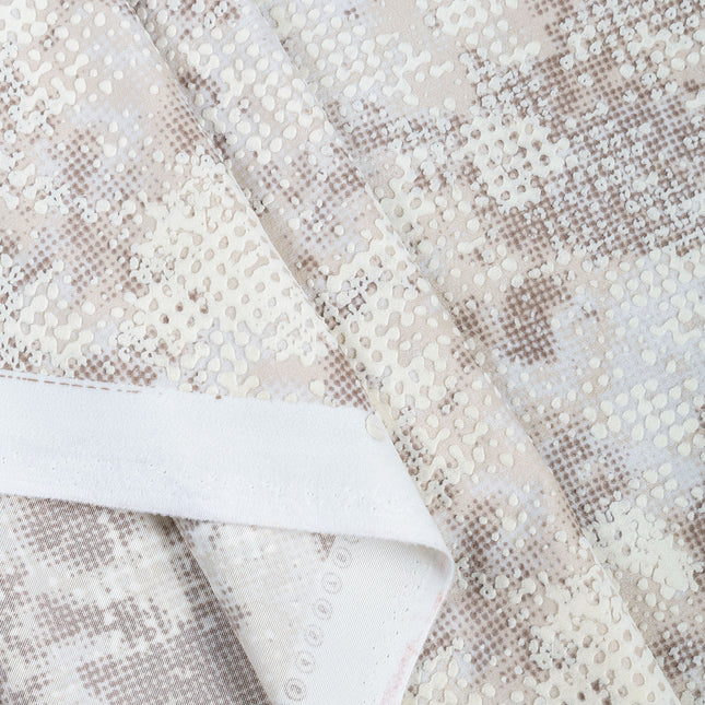 Light Beige and Ivory Colour Textured Velvet Flock Easy Clean Sofa, Chair and Curtain Fabric