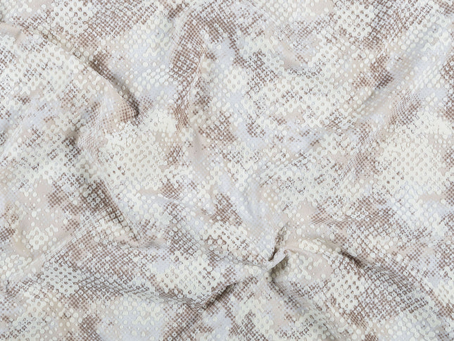 Light Beige and Ivory Colour Textured Velvet Flock Easy Clean Sofa, Chair and Curtain Fabric