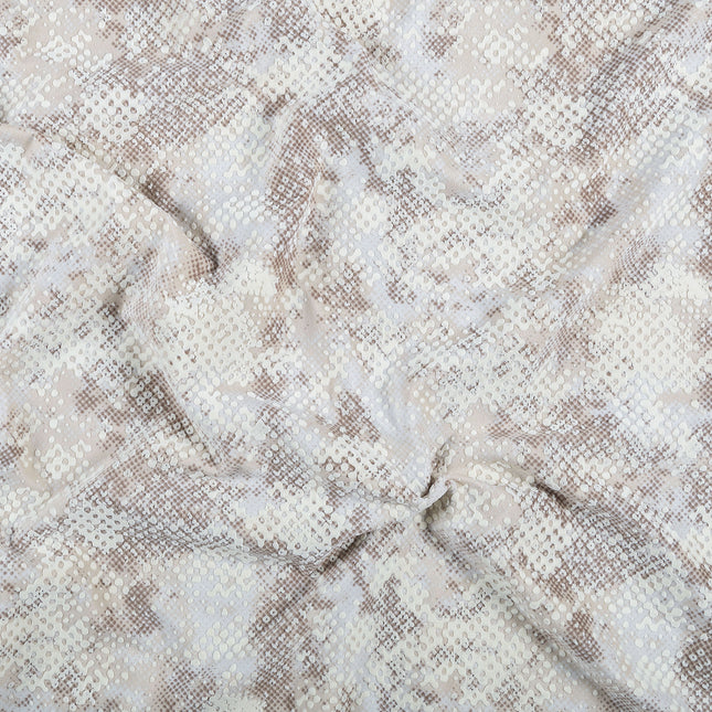 Light Beige and Ivory Colour Textured Velvet Flock Easy Clean Sofa, Chair and Curtain Fabric