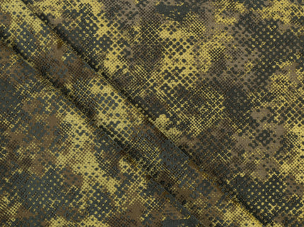 Olive Green and Mustard yellow Colour Textured Velvet Flock Easy Clean Sofa, Chair and Curtain Fabric