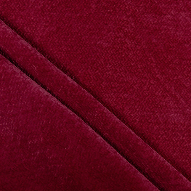 Carmine Red Colour Textured Velvet Flock Easy Clean Sofa, Chair and Curtain Fabric