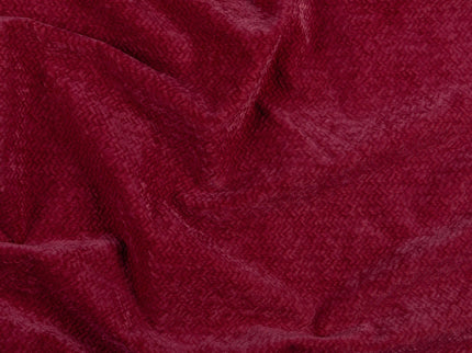 Carmine Red Colour Textured Velvet Flock Easy Clean Sofa, Chair and Curtain Fabric