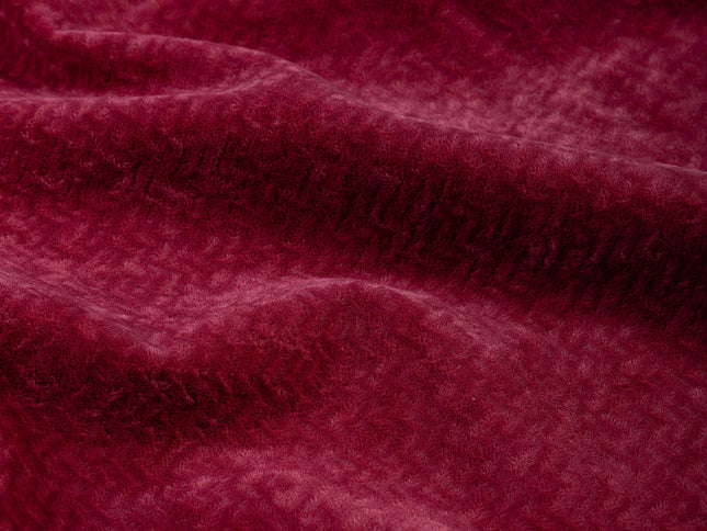 Carmine Red Colour Textured Velvet Flock Easy Clean Sofa, Chair and Curtain Fabric