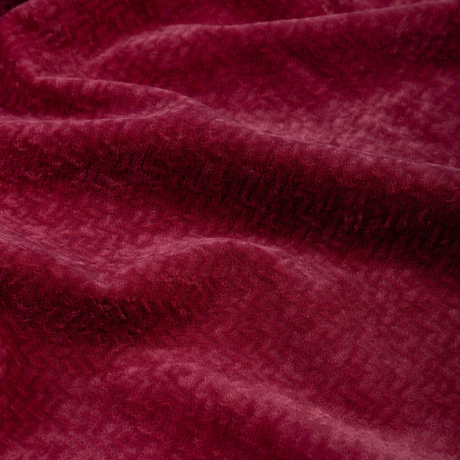 Carmine Red Colour Textured Velvet Flock Easy Clean Sofa, Chair and Curtain Fabric