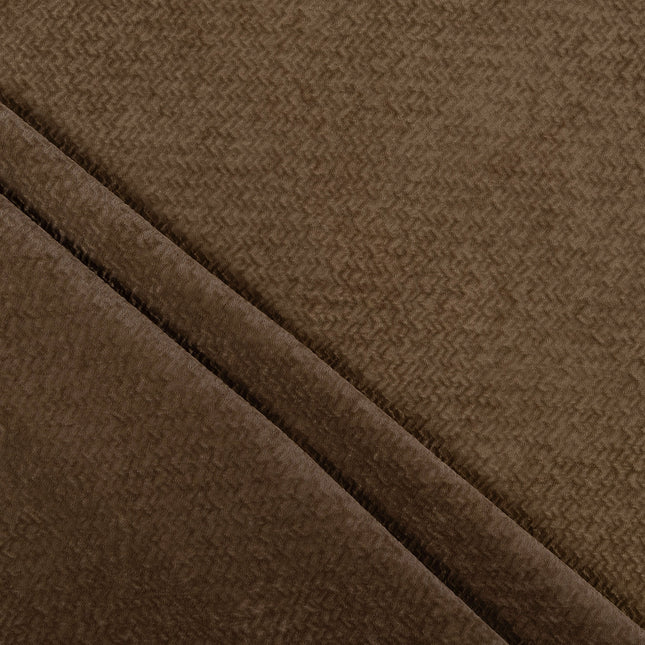 Dark Brown Colour Textured Velvet Flock Readymade Curtain
