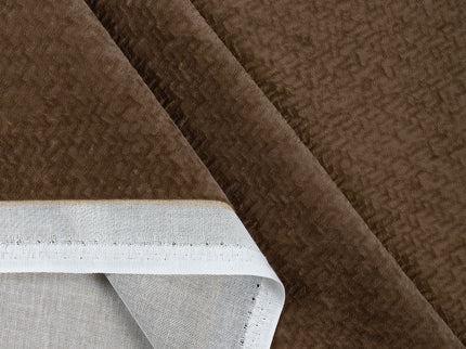 Dark Brown Colour Textured Velvet Flock Easy Clean Sofa, Chair and Curtain Fabric