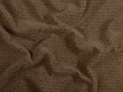 Dark Brown Colour Textured Velvet Flock Easy Clean Sofa, Chair and Curtain Fabric