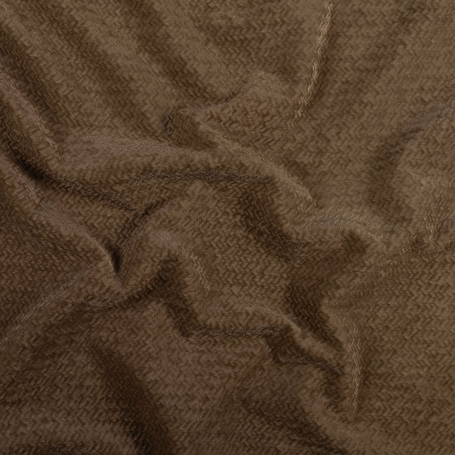 Dark Brown Colour Textured Velvet Flock Easy Clean Sofa, Chair and Curtain Fabric