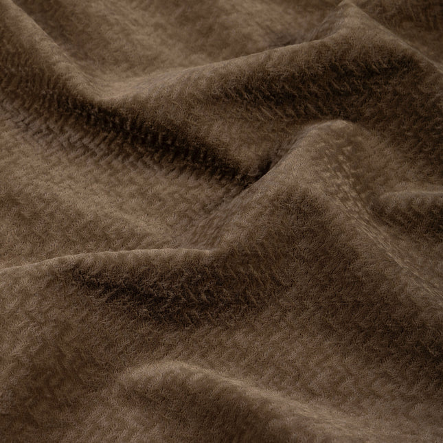 Dark Brown Colour Textured Velvet Flock Easy Clean Sofa, Chair and Curtain Fabric