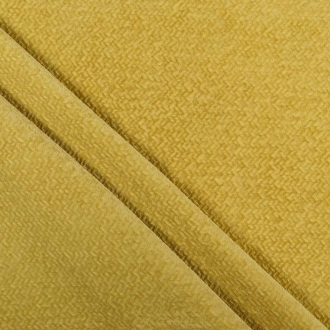 Greenish Yellow Colour Textured Velvet Flock Readymade Curtain