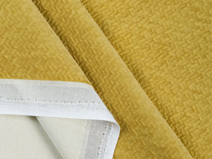 Greenish Yellow Colour Textured Velvet Flock Easy Clean Sofa, Chair and Curtain Fabric