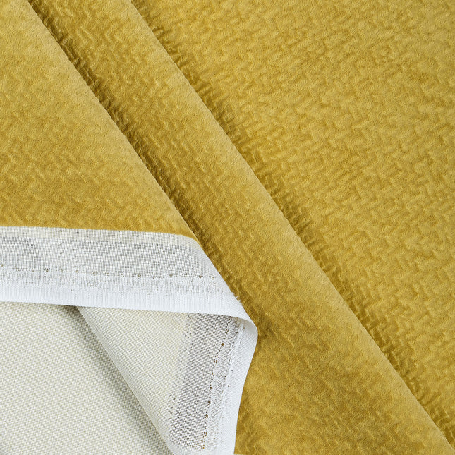Greenish Yellow Colour Textured Velvet Flock Readymade Curtain