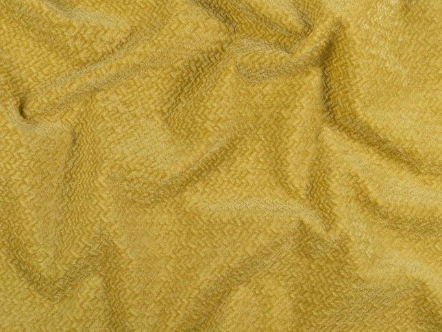 Greenish Yellow Colour Textured Velvet Flock Easy Clean Sofa, Chair and Curtain Fabric