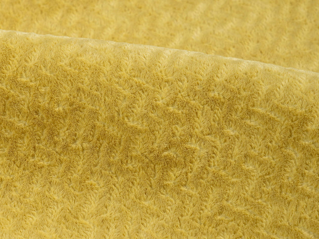 Greenish Yellow Colour Textured Velvet Flock Easy Clean Sofa, Chair and Curtain Fabric