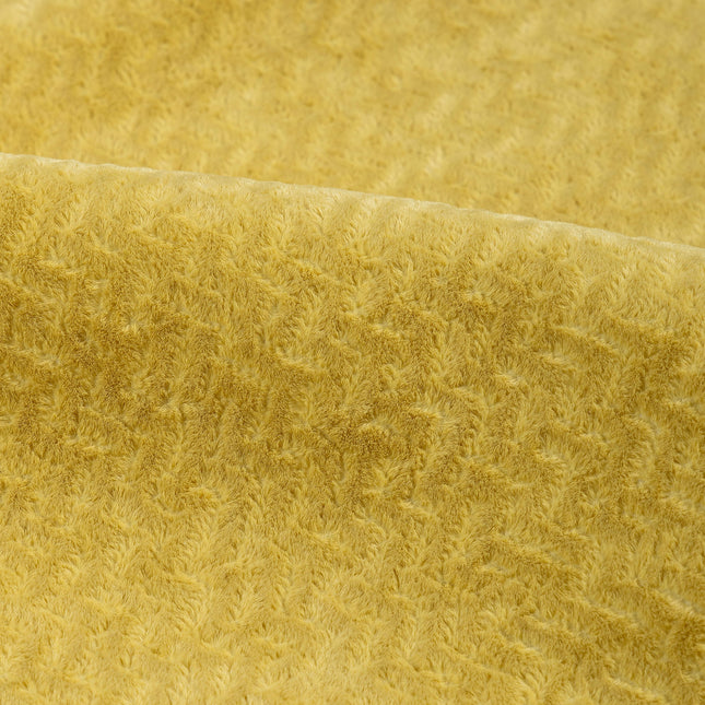 Greenish Yellow Colour Textured Velvet Flock Easy Clean Sofa, Chair and Curtain Fabric