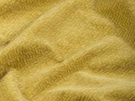 Greenish Yellow Colour Textured Velvet Flock Easy Clean Sofa, Chair and Curtain Fabric