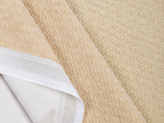 Medium Cream colour textured Velvet Flock Easy Clean Sofa, Chair and Curtain Fabric