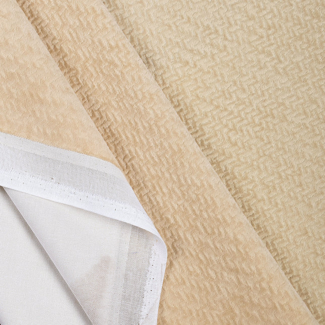Medium Cream colour textured Velvet Flock Easy Clean Sofa, Chair and Curtain Fabric