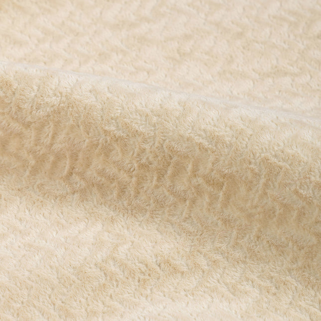 Medium Cream colour textured Velvet Flock Easy Clean Sofa, Chair and Curtain Fabric