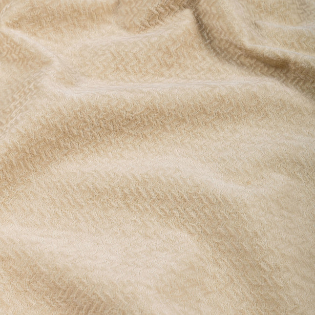 Medium Cream colour textured Velvet Flock Easy Clean Sofa, Chair and Curtain Fabric
