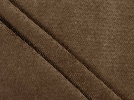 Medium Brown Colour Textured Velvet Flock Easy Clean Sofa, Chair and Curtain Fabric