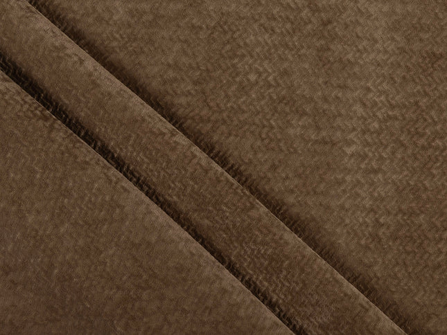 Medium Brown Colour Textured Velvet Flock Easy Clean Sofa, Chair and Curtain Fabric