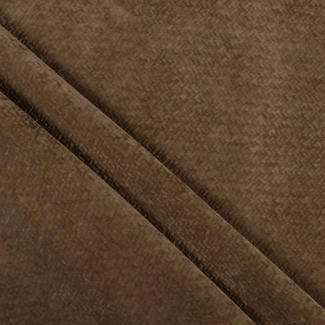 Medium Brown Colour Textured Velvet Flock Readymade Curtain