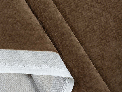 Medium Brown Colour Textured Velvet Flock Readymade Curtain