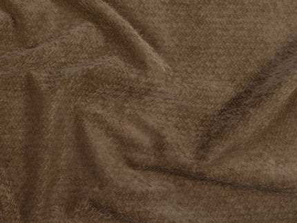 Medium Brown Colour Textured Velvet Flock Easy Clean Sofa, Chair and Curtain Fabric