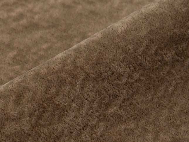 Medium Brown Colour Textured Velvet Flock Easy Clean Sofa, Chair and Curtain Fabric