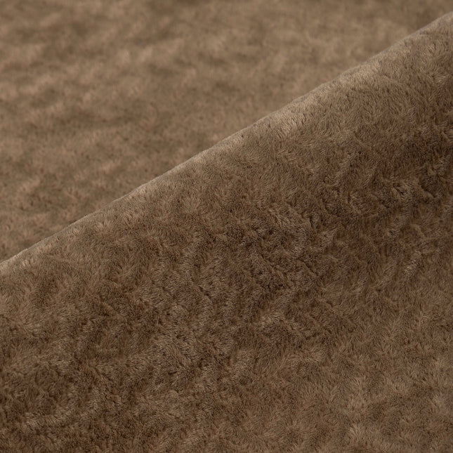 Medium Brown Colour Textured Velvet Flock Easy Clean Sofa, Chair and Curtain Fabric