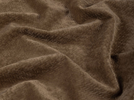 Medium Brown Colour Textured Velvet Flock Easy Clean Sofa, Chair and Curtain Fabric