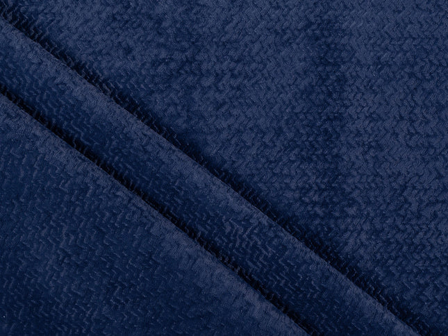 Dark Blue Colour Textured Velvet Flock Easy Clean Sofa, Chair and Curtain Fabric
