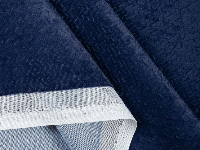 Dark Blue Colour Textured Velvet Flock Easy Clean Sofa, Chair and Curtain Fabric