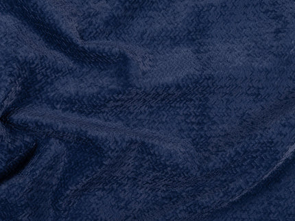 Dark Blue Colour Textured Velvet Flock Easy Clean Sofa, Chair and Curtain Fabric