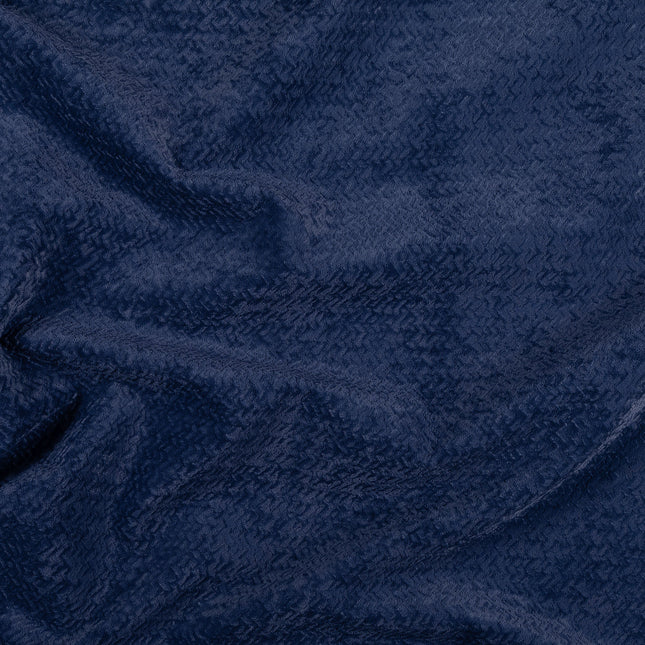 Dark Blue Colour Textured Velvet Flock Easy Clean Sofa, Chair and Curtain Fabric