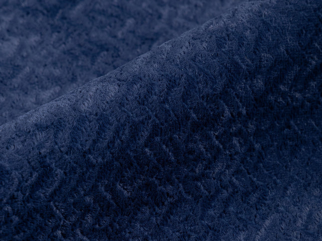 Dark Blue Colour Textured Velvet Flock Easy Clean Sofa, Chair and Curtain Fabric