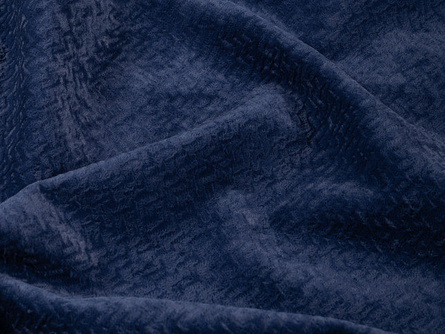 Dark Blue Colour Textured Velvet Flock Easy Clean Sofa, Chair and Curtain Fabric
