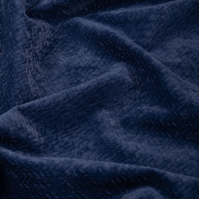 Dark Blue Colour Textured Velvet Flock Easy Clean Sofa, Chair and Curtain Fabric