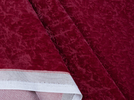Wine Colour Textured Velvet Flock Readymade Curtain
