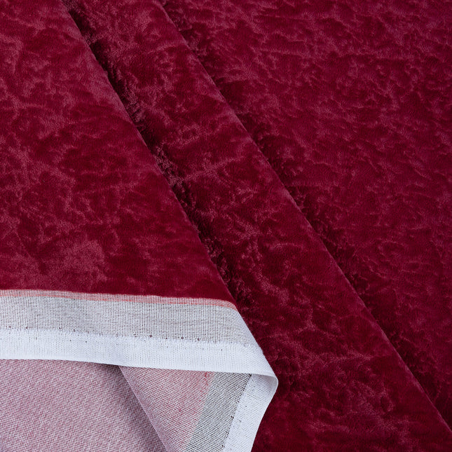 Wine Colour Textured Velvet Flock Readymade Curtain