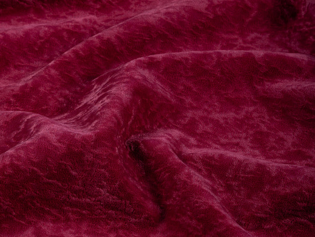 Wine Colour Textured Velvet Flock Easy Clean Sofa, Chair and Curtain Fabric
