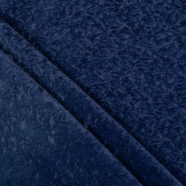 Dark Blue Colour Textured Velvet Flock Readymade Curtain