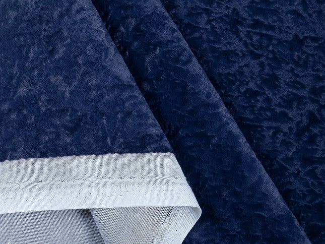 Dark Blue Colour Textured Velvet Flock Easy Clean Sofa, Chair and Curtain Fabric