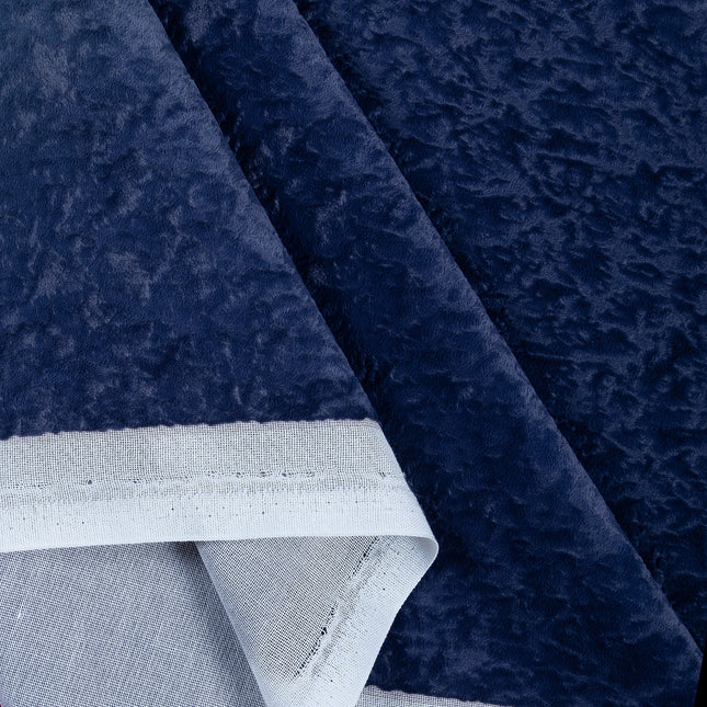 Dark Blue Colour Textured Velvet Flock Readymade Curtain