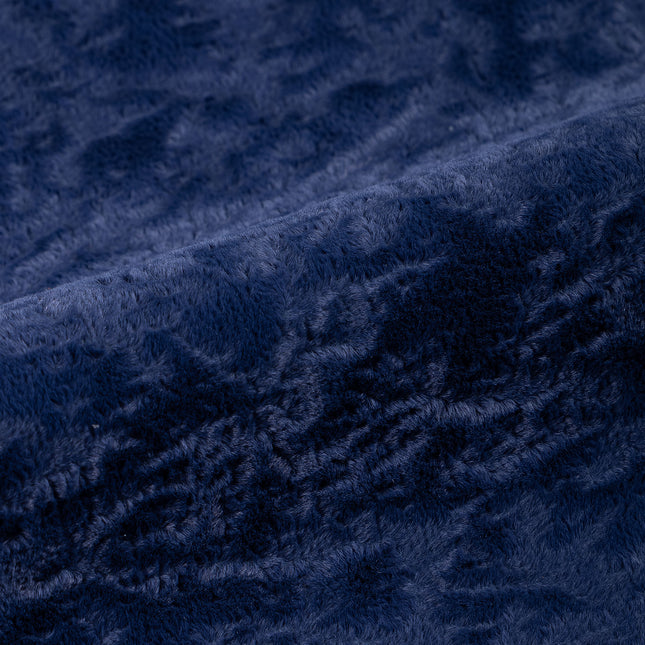 Dark Blue Colour Textured Velvet Flock Easy Clean Sofa, Chair and Curtain Fabric