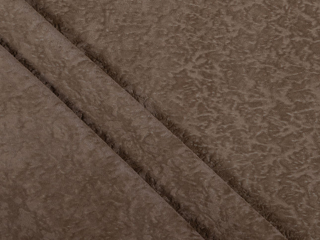 Pastel Brown Colour Textured Velvet Flock Easy Clean Sofa, Chair and Curtain Fabric
